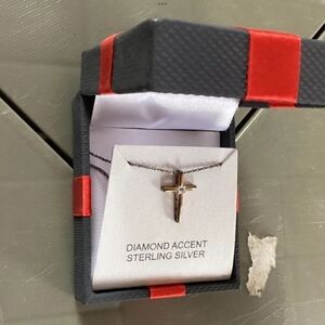 Belk Sterling Silver Cross Necklace with Diamond Accent